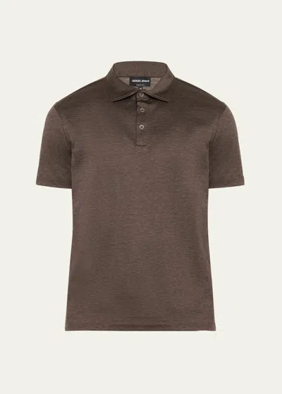 Giorgio Armani Men's Solid Jersey Polo Shirt In Solid Medium Brow