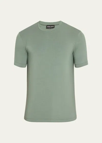 Giorgio Armani Men's Solid Jersey T-shirt In Solid Medium Gree