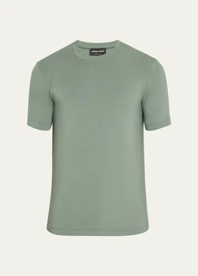 Giorgio Armani Men's Solid Jersey T-shirt In Solid Medium Green
