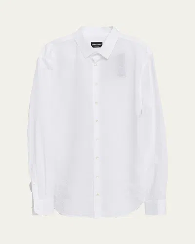 GIORGIO ARMANI MEN'S SOLID SEERSUCKER SPORT SHIRT