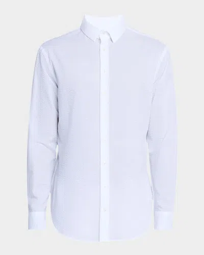 Giorgio Armani Men's Solid Seersucker Sport Shirt In White
