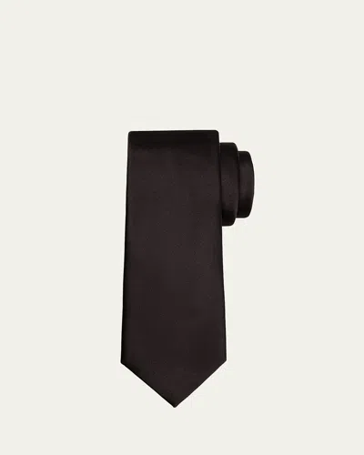 Giorgio Armani Men's Solid Silk Tie In Solid Black