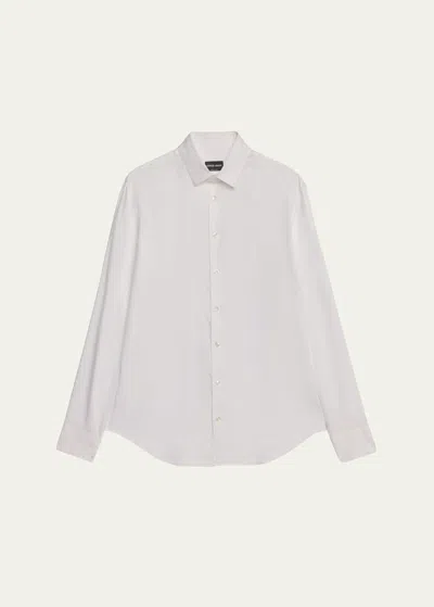 Giorgio Armani Men's Solid Tencel Sport Shirt In White