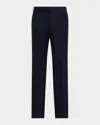 Giorgio Armani Men's Solid Wool Flat-front Trousers In Blue