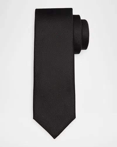 Giorgio Armani Men's Solid Woven Silk Tie In Black