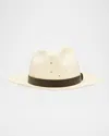 Giorgio Armani Men's Speckled Leather-trim Fedora Hat In White
