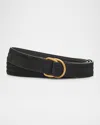 Giorgio Armani Men's Split Leather D-ring Belt In Solid Black