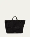 Giorgio Armani Men's Split Leather Tote Bag In Solid Black