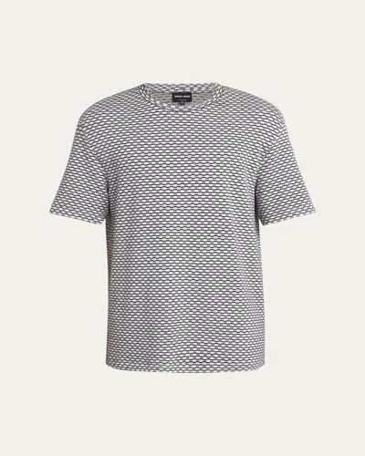 GIORGIO ARMANI MEN'S SQUARE JERSEY JACQUARD T-SHIRT
