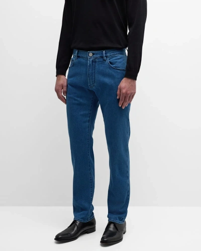 Giorgio Armani Men's Straight-leg Jeans In Solid Light/pas