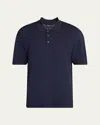Giorgio Armani Men's Striped Stitch Polo Shirt In Solid Dark Blue
