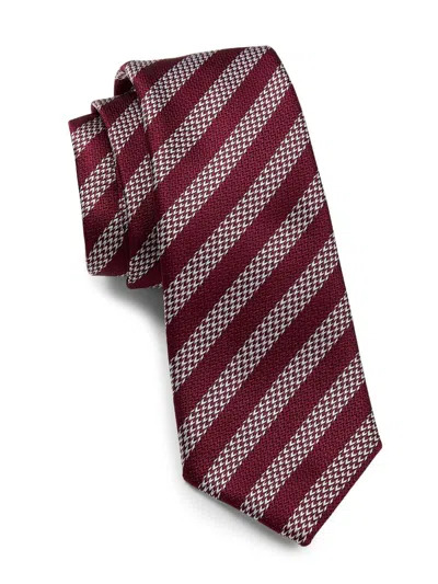 Giorgio Armani Men's Striped Woven Silk Jacquard Tie In Burgundy