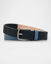Giorgio Armani Men's Suede And Leather Reversible Belt In Blue