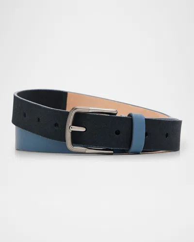 Giorgio Armani Men's Suede And Leather Reversible Belt In Blue