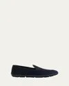 Giorgio Armani Velvet Casual Loafers In Blue