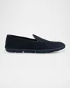 Giorgio Armani Velvet Casual Loafers In Blue