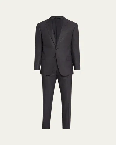 Giorgio Armani Men's Super 180s Wool Suit In Solid Dark Grey