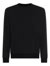Giorgio Armani Embroidered Stretch Wool Blend Sweater In Black