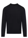 Giorgio Armani Navy-blue Silk Sweater In Black