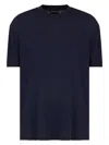 Giorgio Armani Classic Black T-shirt With Textured Finish In Blue