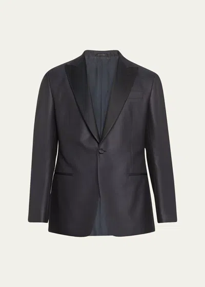 Giorgio Armani Men's Textured Dinner Jacket In Bright Blue