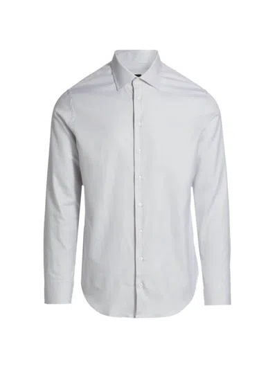 Giorgio Armani Men's Textured Dot Cotton Shirt In Beige