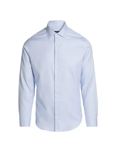 Giorgio Armani Men's Textured Dot Cotton Shirt In Blue