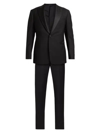Giorgio Armani Men's Textured Dot Wool Tuxedo In Black