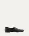 Giorgio Armani Men's Textured Leather Grosgrain-trim Loafers In Black