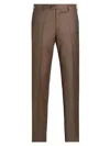 Giorgio Armani Men's Textured Solid Wool Trousers In Brown
