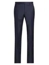 Giorgio Armani Men's Solid Wool Flat-front Trousers In Black