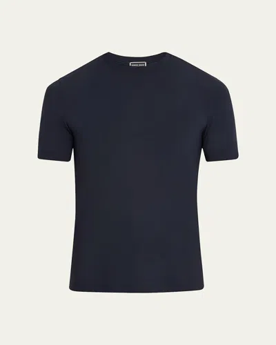 Giorgio Armani Men's Textured Stretch T-shirt In Blue