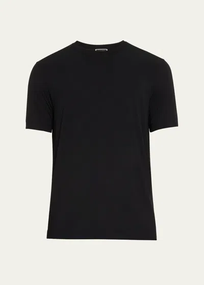 Giorgio Armani Men's Textured Stretch T-shirt In Black