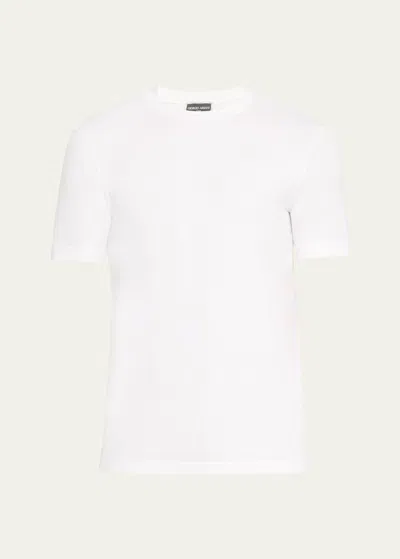 Giorgio Armani Men's Textured Stretch T-shirt In Solid White
