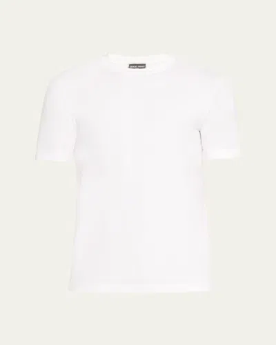 Giorgio Armani Men's Textured Stretch T-shirt In White