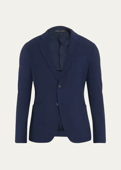 Giorgio Armani Men's Textured Suit Separate Jacket In Solid Dark Blue