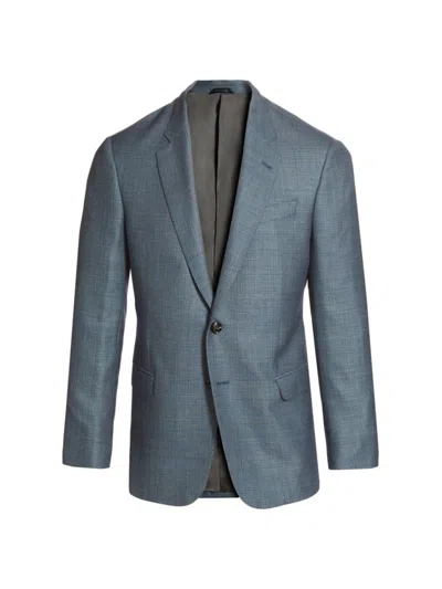 Giorgio Armani Men's Textured Wool & Silk-blend Two-button Sport Coat In Blue