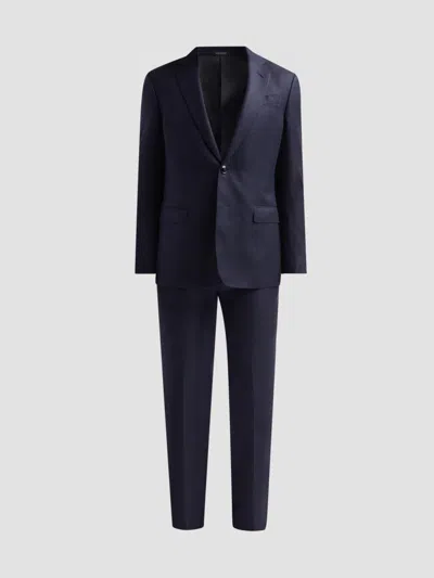 Giorgio Armani Men's Textured Wool Single-breasted Suit In Blue