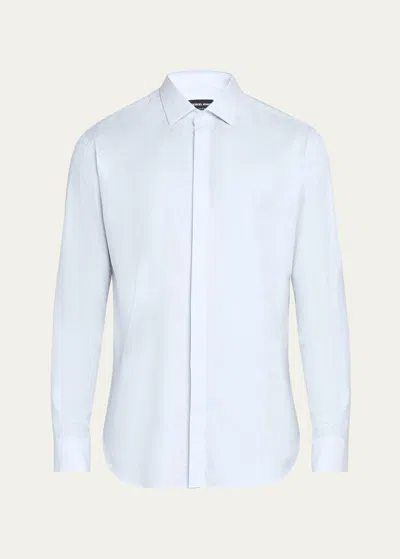 Giorgio Armani Men's Tonal Micro Logo Formal Shirt In Multi
