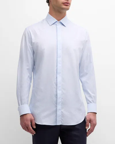 Giorgio Armani Men's Tonal Micro Logo Formal Shirt In Multi