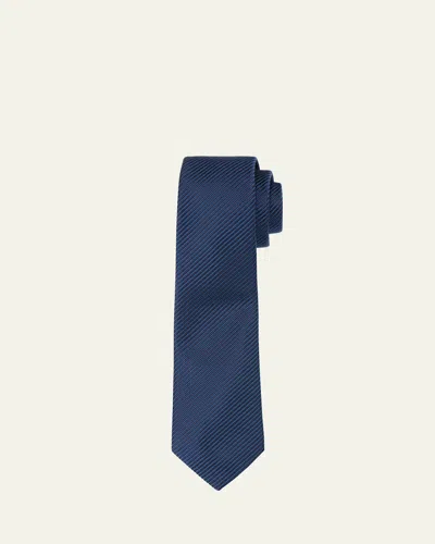 Giorgio Armani Men's Tonal Pinstripe Silk And Cotton Tie In Blue