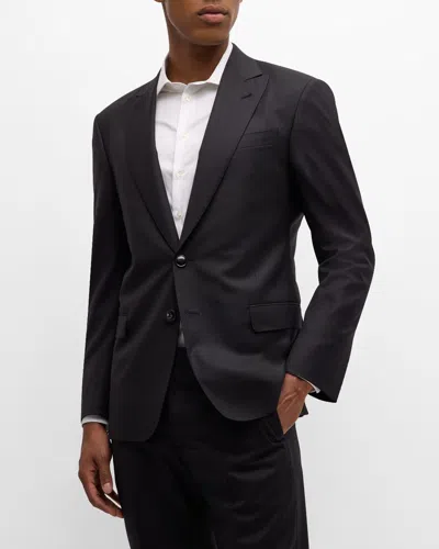 Giorgio Armani Men's Tonal Pinstripe Suit In Solid Black