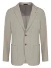 Giorgio Armani Upton Line Single-breasted Jacket In Linen Canvas In Nude & Neutrals