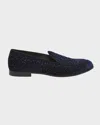 Giorgio Armani Men's Velvet And Crystal Venetian Loafers In Blue