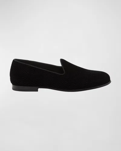 Giorgio Armani Men's Velvet Loafers In Black