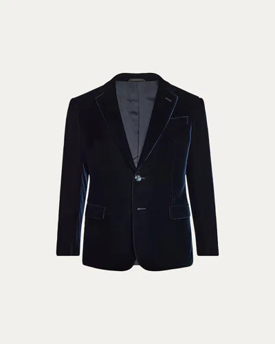 Giorgio Armani Men's Velvet Notch Lapel Dinner Jacket In Blue