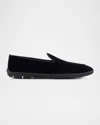 Giorgio Armani Men's Velvet Rubber-sole Slipper Loafers In Black