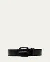 Giorgio Armani Men's Velvet-trim Leather Belt In Black