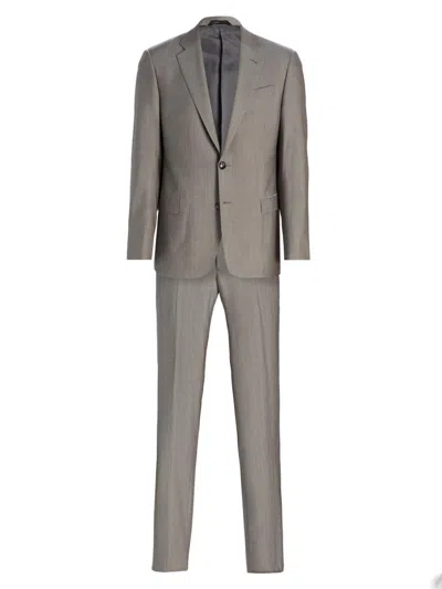 Giorgio Armani Men's Virgin Wool Single-breasted Suit In Brown