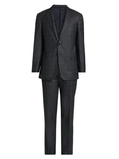 Giorgio Armani Men's Windowpane Plaid Wool-cashmere Suit In Black